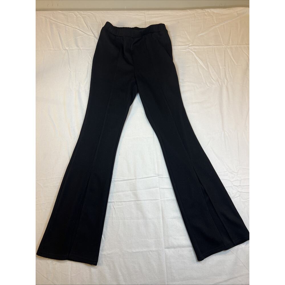 Spiral girl Flare Legging Slit Leg Xsmall Black Women's Ribbed